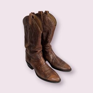 VTG Tony Lama Tan Leather Cowboy Boots California Cowboy Size 10 Men's